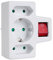 Toma de corriente triple con interruptor enchufe adaptador, 1x16A 2x2,5A conector