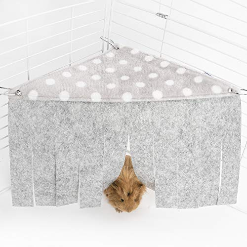Niteangel Vlies-Eckvorhang, Versteck für Frettchen, Chinchillas, Igel, Zwergkaninchen, Meerschweinchen, syrische Hamster, Ratten (Grau)