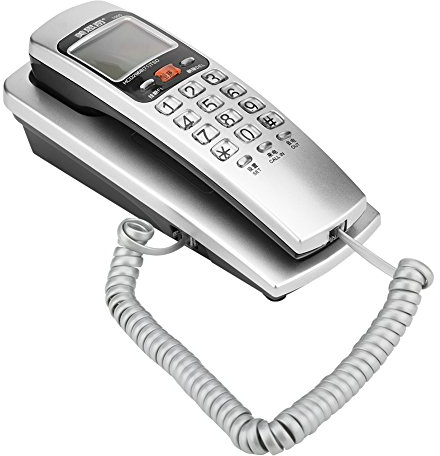 Kabelgebundenes Telefon,Tragbares an der Wand befestigtes Festnetztelefon mit Standard FSK/DTMF Display Anrufer ID, Lautsprecher, Kabel Desk Erweiterungs Station für Zuhause/Büro/Hotel(Silber)