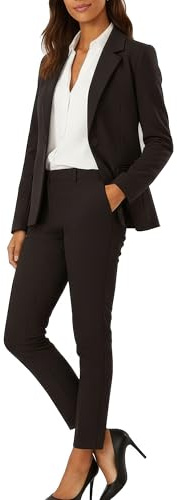 Marycrafts Women’s Two Piece Suits – Business Blazer Pant Suit Set for Work, Professional Outfit, Office Wear, Formal Business Attire 12 Black