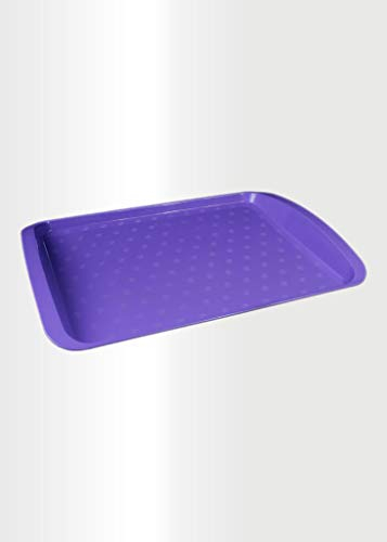 ECO Medium Plastic Serving Tray for Tea & Food Serving | Multi-Purpose Dinner Tray for Home & Cafés | Food Trays for Lap | Multi Color Tea Trays for Kids Breakfast in Bed (Purple, Medium)