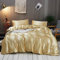 Omela Satin Bettwäsche Set 135x200 Gold Einfarbig Unifarben Glänzend Bettbezug mit Reißverschluss 100% Glanzsatin Polyester Glatt Angenehm Sommerbettwäsche und Kissenbezug 80x80 cm