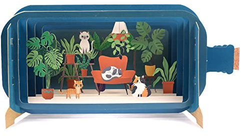 Message in A Bottle 3D Pop Up Greeting Card - Cats