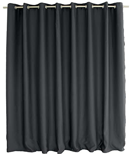 ED ENJOY HOME Rideau Occultant avec Œillets argentés, Gris Foncé, Grande Largeur, 300x240cm, 100% Polyester, Tissu Certifié Oeko-TEX, Collection Réglisse