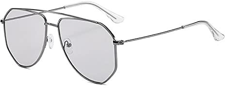 WQZYY&ASDCD Sonnenbrille Herren Damen Frauen Sonnenbrillen Pilot Classic Metallrahmen Brillen Weibliche Verlaufslinse Männer Sonnenbrille-Silber