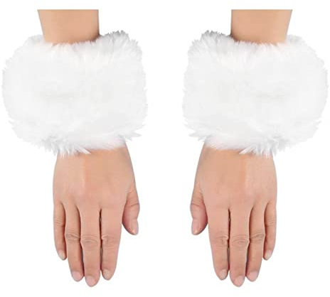 CHICTRY Damen Mädchen Kunstpelz Armstulpen Plüsch Beinwärmer Set Fell Pulswärmer Bein Warmers Knöchel Warm für Winter Outdoor Weiß B One Size