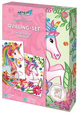 ARTISTA 9301933 Bastelset Quillingset Einhorn, DIY-Kit für Kinder, Kreativset in praktischer Aufbewahrungsbox