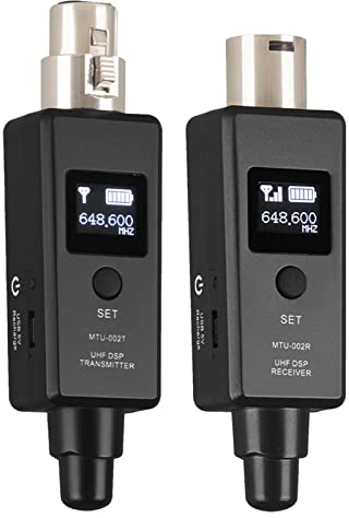 Trasmettitore e Ricevitore per Microfono Wireless, Microfono Ricaricabile Wireless Adattatore per Microfono per Microfono Dinamico, Mixer Audio, PA, Fotocamera