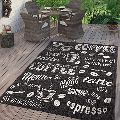 TT Home In-& Outdoorteppich Wetterfest Terrasse Küche Modernes Design Schrift City, Farbe:Anthrazit 2, Größe:60x100 cm