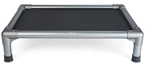 TrendPet HighBed hochwertiges erhöhtes Hundebett, Premium Hochbett, Hundeliege aus eloxiertem Aluminium (90x70cm)