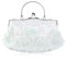 CORIOS Damen Handgemachte Perle Handtasche Floral Abendtasche Vintage Clutch Tasche Elegante Schultertasche Klein Tasche Kette Umhängetasche Hochzeit Bankett-Party Abschlussball Tasche Weiß