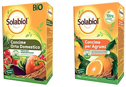 Solabiol Concime granulare Biologico per orto Domestico, 750 gr & Concime Biologico Granulare Agrumi con Tecnologia Natural Booster