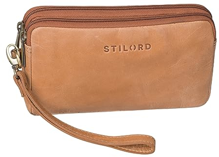 STILORD 'Richie' Handgelenktasche Leder Männer Kleine Herrenhandtasche mit Abnehmbarer Schlaufe Moderne Doppelkammer Geldbörse aus Hochwertigem Leder, Farbe:taranto - braun
