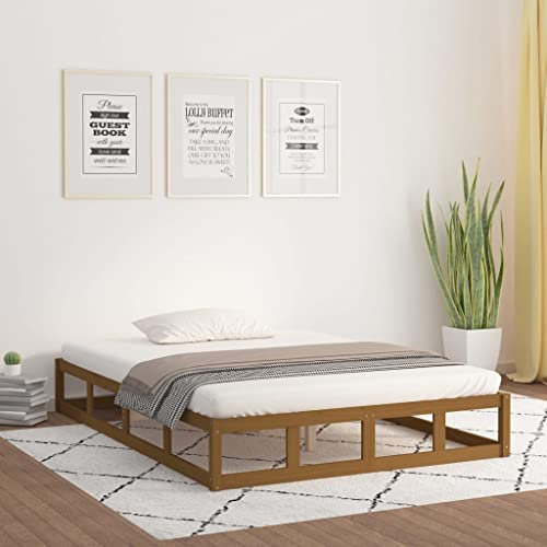 vidaXL Massivholzbett Bettgestell Bett Holzbett Doppelbett Bettrahmen Lattenrost Schlafzimmerbett Schlafzimmermöbel Honigbraun 120x200cm