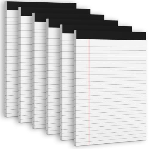 Weiße Notizblöcke, 21,6 x 27,9 cm, 6 Stück, legale Papier-Notizblöcke, mikroperforiert, breit, liniert, liniert, 30 Blatt/60 Seiten, für Zuhause, Büro, Schule, Arbeit, Rechtsnotizblöcke, doppelseitig