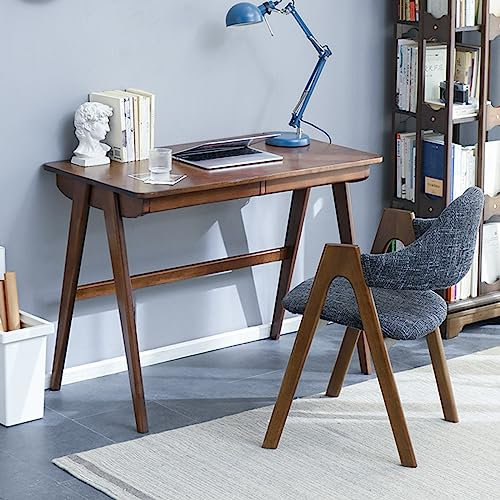 KAZUP Schreibtisch mit Schubladen, Home-Office-Schreibtisch aus Massivholz, Computertisch, Moderne Möbel, einfacher Schreibtisch, Arbeitsplatz (32 Zoll, Walnuss)