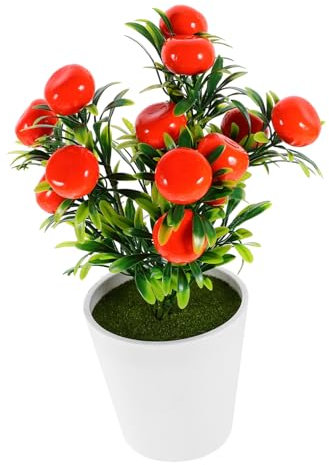 HOOTNEE Künstlicher Bonsai Orangenbaum Mit Dekorativem Topf Realistisches Kunstwerk Für Büro Wohnzimmer Hochzeit Und Mehr Pflegeleichtes Immergrünes Kunstpflanzen-Arrangement