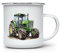 MAXIKIWI - Durable Enamel Coffee or Tea Camping Mug for Indoor Outdoor Use - Farm Tractor Watercolor - 350ml