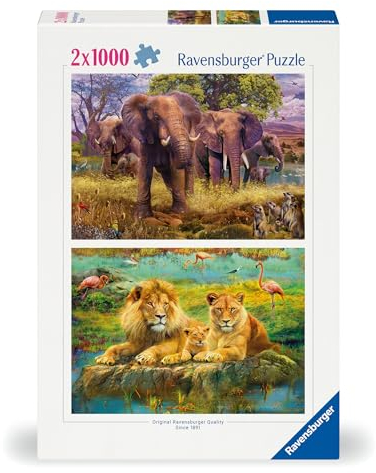 Ravensburger Puzzle 12000340 - Afrikanische Tiere - 2X 1000 Teile Puzzle für Erwachsene und Kinder ab 14 Jahren