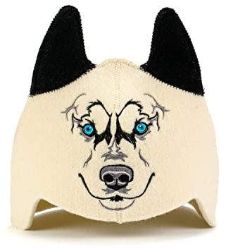 Sauna Guru Cappello da sauna Wolf – 100% cappelli in feltro di lana organici – Proteggi la tua testa dal calore – Accessori per sauna da donna – Regali per donne – Cappelli da sauna per uomo