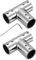 QUARKZMAN 2 Stück Verstellbare Gardinenstangen Eckverbinder 19mm Innendurchmesser 304 Edelstahl Fenster-Scharnierverbinder mit Sechskantschlüssel, Silber T-Verbindung
