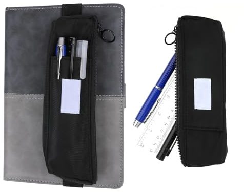 Jeffdad Federmäppchen mit Elastisch, Stiftemäppchen mit Reißverschluss Tragbare Stiftetasche Stifthalter Notizbuch Stifteetui Kleine Aufbewahrungstasche für Reisen Schule Büro Tablets(Schwarz)