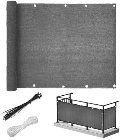 WIGUROE Privacy Fence Screening, 0.9×5m Garden Screening Privacy Netting, 130g/m² Fence Screening UV-Resistant Tear-Resistant Windbreak Netting with Cable Ties and Eyelets (grey)