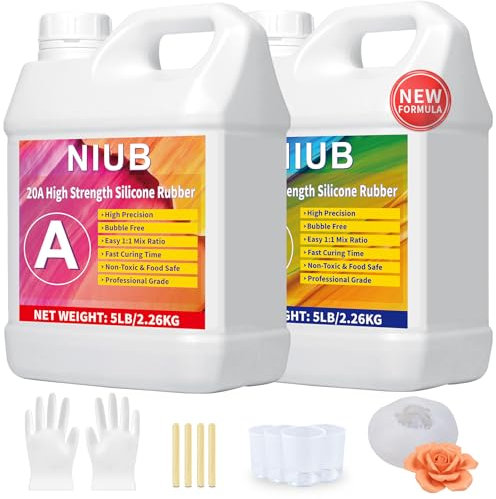 NIUB silicona para moldes 4,52kg 20A silicona liquida, Silicona líquida para moldes Kit de fabricación de moldes de silicona, Kit profesional de fabricación de moldes de caucho de silicona