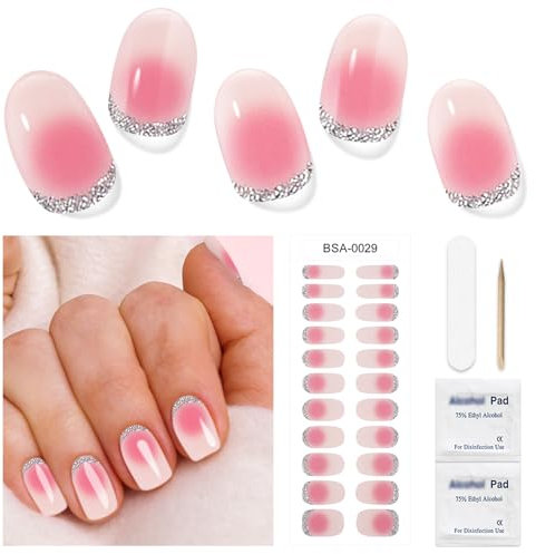Nagelfolie UV Härtend- Semi Cured gel Nails-uv Nagelfolie- 22 Stück gel Strips Nägel UV, Langlebig Maniko Nails Geschenke für Mädchen
