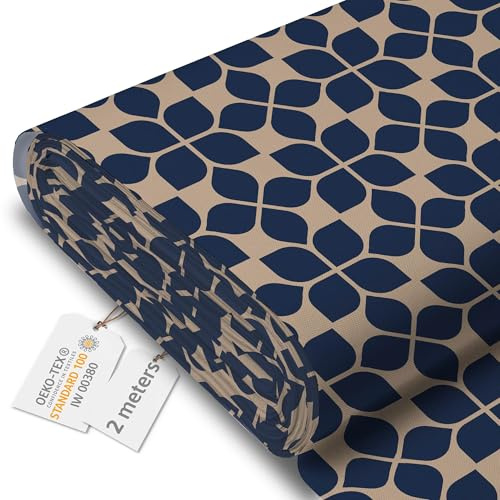 DreamRoots Markisenstoff Meterware, Oriental Pattern, 2 m | Oxford Segeltuch, wasserdicht, Polsterstoff Meterware, 220 g/m² 600D, 160 cm breit, für außen & Deko