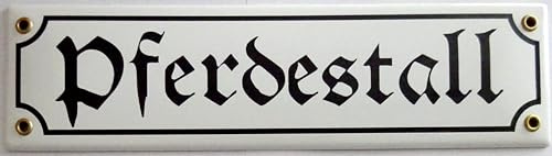 Emaille Schild 8x30cm - Pferdestall Stall Pferde Koppel Weide Box