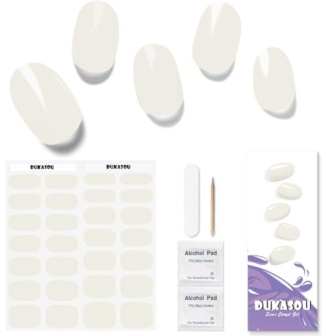 Semi Cured Gel Nails Strips 28 Stickers Nail Wraps Soft Self-Adhesive Gel Nail Stickers Salon-Quality Gel Nail Strips for Nails Manicure Nail Wraps Works with Any Nail Lamps