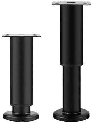 Pabbyeey 2 Stück Möbelfüße Verstellbar 18-30 cm,Metall Möbelfüsse Höhenversteller,Furniture Legs,Möbelfüße Schwarz,Möbelbeine für Bett Sofa Schrank Couch Kommode Tisch