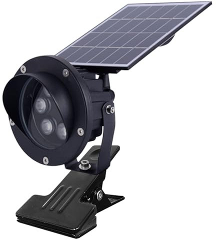 FSLiving 10W Solar Dachrinnenleuchte, Aluminum Flexible Dachrinnenlampe mit Klemme, IP65 Wasserdicht im Freien 3000K warmweiss für Hinterhof Treppen Gartenweg Terrasse