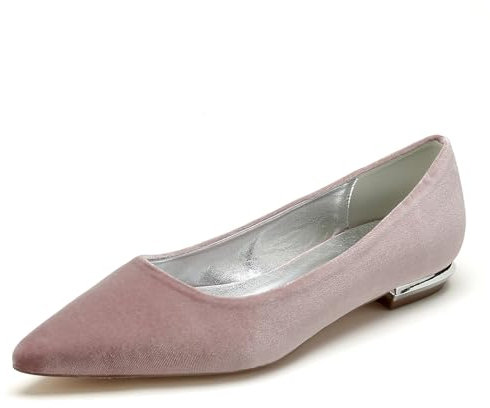 Mdrcg Women's Casual Pointed Toe Ballet Pumps Slip On Ballerina Flats Shoes,Pink,10