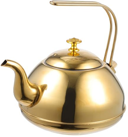 Garneck Bollitore Con Fischio Dorato - Teiera Con Infusore E Finitura Oro Spazzolato Teiera Da 1 5 L Per Fornello A Gas