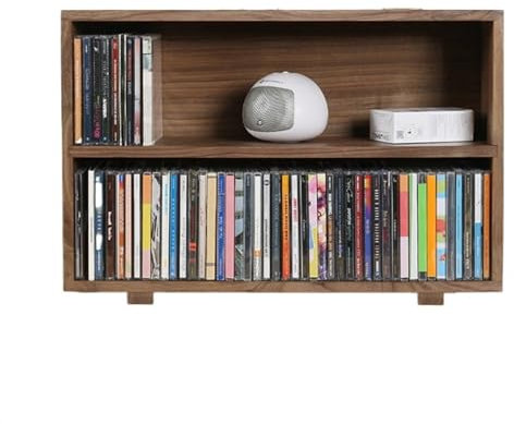 sjdoPulse Record Storage Shelf/Holder Desktop CD Storage Rack Blu-ray disc Collection Display Cabinet Double-Layer CD Cabinet Solid Wood Retro Storage Rack DVD/CD Rack