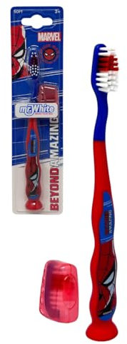 Handzahnbürste Kinder Spiderman Marvel Zubehör Zahnpflege Mundhygiene Zahnbürste mit ergonomischem Griff weiche Borsten