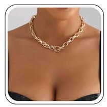 Xmsrn Gold Vintage Paperclip Chain Choker Necklace, 40cm, Punk Style, Solid Zinc, Unisex Adult, Boho