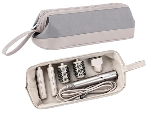 Bamyli Light Gray Portable Travel Hair Dryer Bag | Airwrap Carrying Case, Compatible With Dyson Airwrap, Compatible With Shark Flexstyle Hair Styler