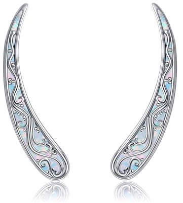Filigrane Ohr Crawler Ohrringe Sterling Silber Filigran Weiß Opal Ohr Climbers Ohrringe Vintage Filigran Schmuck Geschenke für Damen