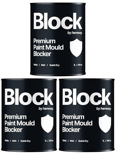 Hemway Anti Mould Paint White Matt 1L | Mould Blocker Ceiling Wall Kitchen Bedroom Bathroom Paint | Mould Resistant, Easy to Apply, Quick Dry & High Coverage 3 Pack