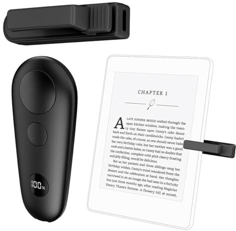 UNIBITRI RF Remote Control Page Turner for Kindle Paperwhite Kobo eReaders, Remote Page Turner for Phone iPad iOS Android Tablets Taking Reading Novels Taking Accessories,Black