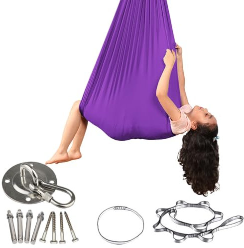 LYEAA Doble Capa Swing sensorial Terapia de Hamaca Suave Swing Swing Swing (púrpura)