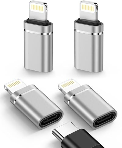 Paquete de 4 adaptadores USB C a Lightning, Lightning Macho a USB Tipo C Hembra, Adaptador de Cable Conector para iPhone 14 Plus/13/12/11/XR/XS, convertidor de sincronización de Datos de Carga rápida