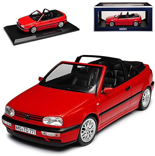 Volkwagen Golf III Cabriolet Rot 1991-1998 1/18 Norev Modell Auto mit individiuellem Wunschkennzeichen
