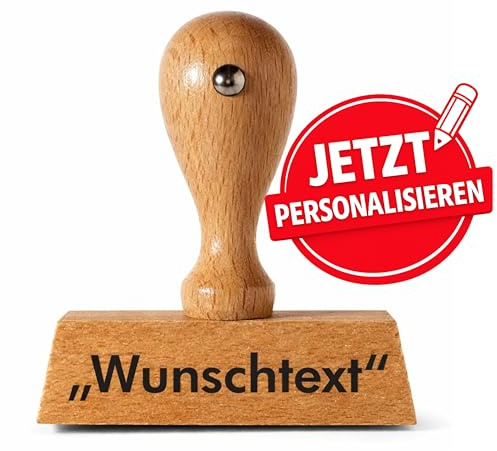 Individueller Holzstempel einzeilig 4 cm personalisiert mit Wunschtext online gestalten verschiedene Schriftarten Textstempel Adressstempel Namensstempel DIY Büro Hochzeit Basteln