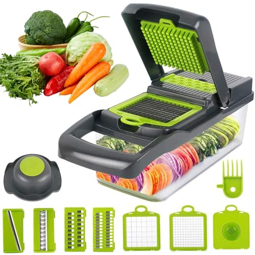 16 in 1 Vegetable Chopper, Vegetable Chopper Slicer Dicer, High-Performance Vegetable Food Cutter Vegetable Dicer Salad Chopper Onion Chopper with Stainless Steel Blades Peeler
