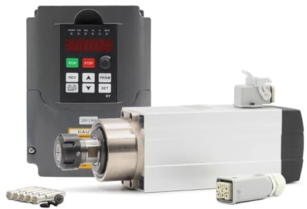 2,2 kW ER25 gekühlte Spindel 300 Hz 18000 U/min 4 Stück Kugellager quadratischer Typ 16 mm und HY 2,2 kW Antrieb(220v,Steel Ball Bearings)