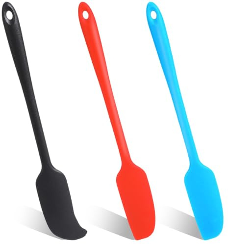 Silicone Jar Spatula Set,3 Pcs Long Handle Mini Spatula | Heat Resistant Scraper for Baking and Cake Icing Kitchen Use Jars Butter Kitchen Accessories,3 Color